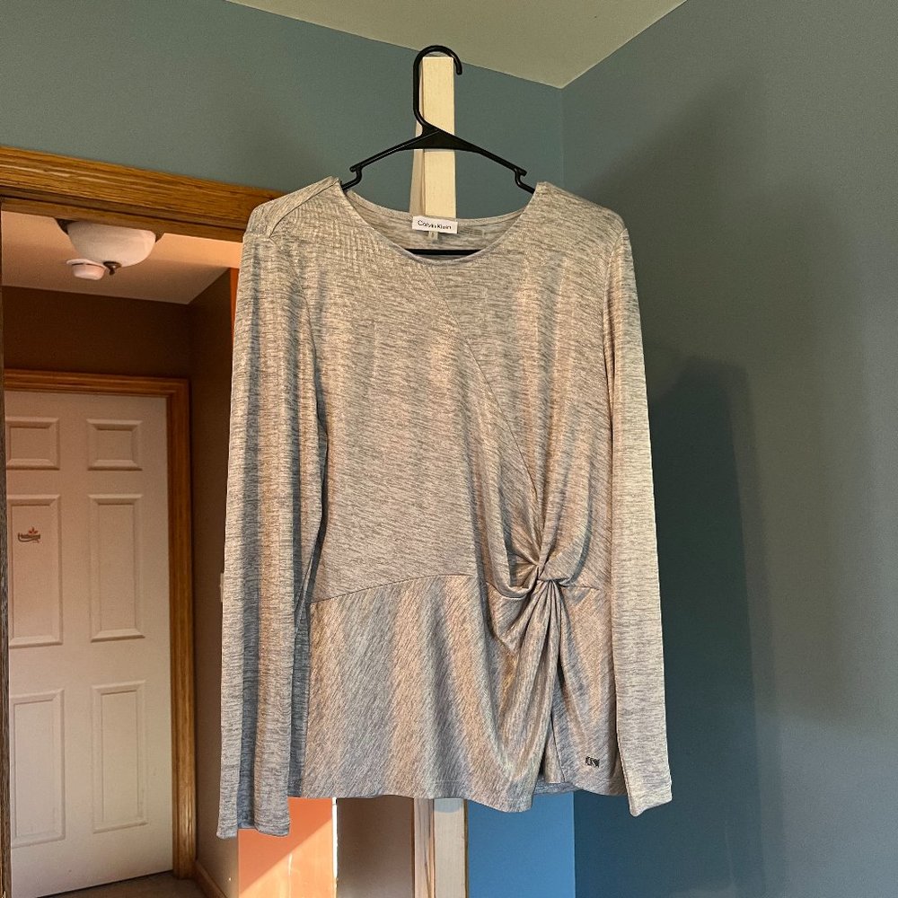 Woman's Calvin Klein Classy Long Sleeve Blouse/Silver